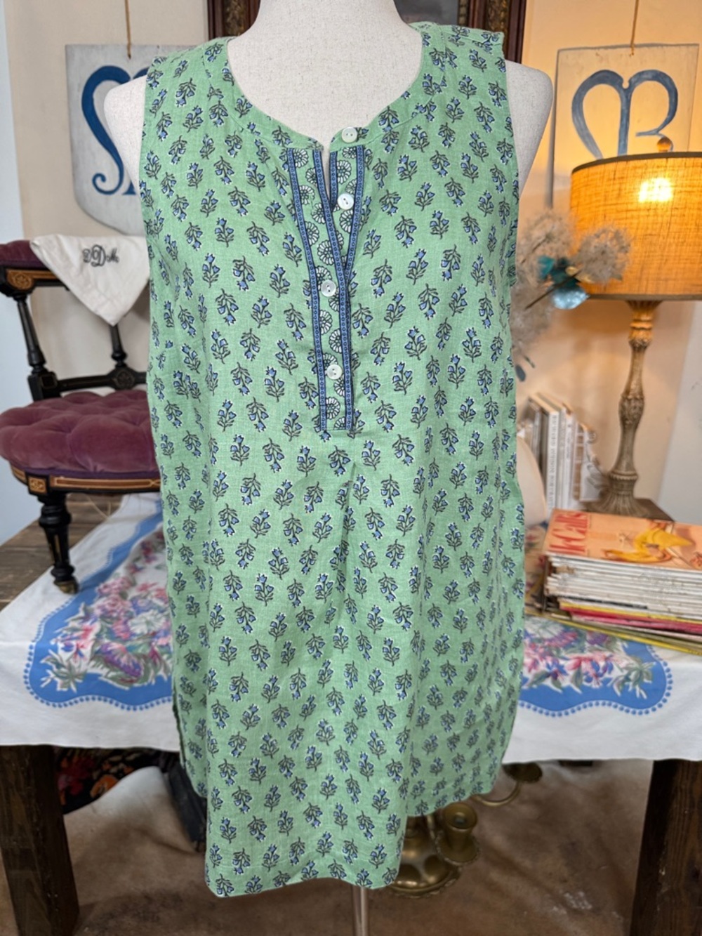 J.Jill Sleeveless Linen Floral Sleeveless